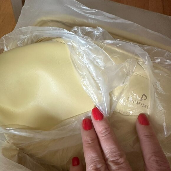 Pocmimut Leather Cosmetic Bag For Women 2-In-1 Portable Drawstring YELLOW - Picture 2 of 8